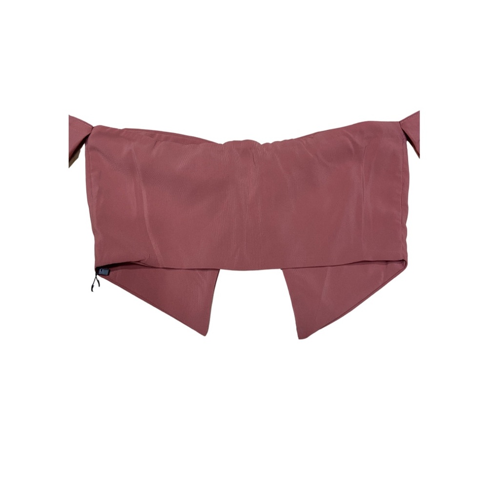 Beautiful rose-pink crop top, tiefront keyhole, attached flared sleeves. - Picture 4 of 7